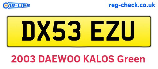 DX53EZU are the vehicle registration plates.