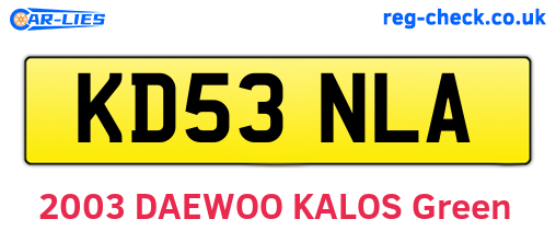 KD53NLA are the vehicle registration plates.