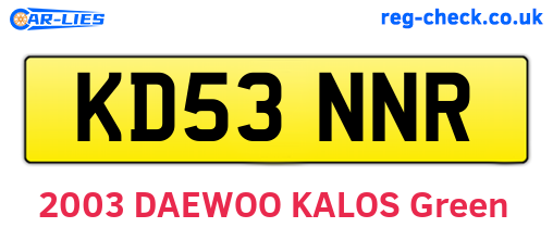 KD53NNR are the vehicle registration plates.