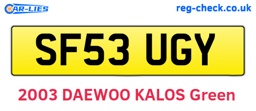 SF53UGY are the vehicle registration plates.