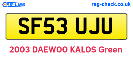 SF53UJU are the vehicle registration plates.