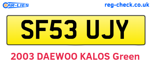 SF53UJY are the vehicle registration plates.
