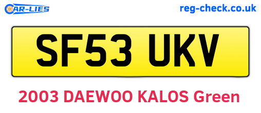 SF53UKV are the vehicle registration plates.