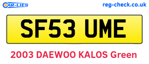 SF53UME are the vehicle registration plates.