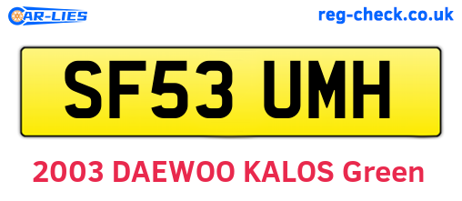SF53UMH are the vehicle registration plates.