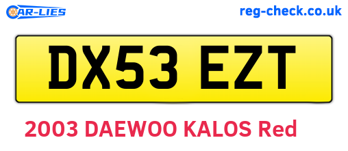DX53EZT are the vehicle registration plates.