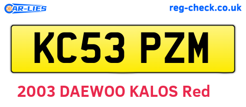 KC53PZM are the vehicle registration plates.