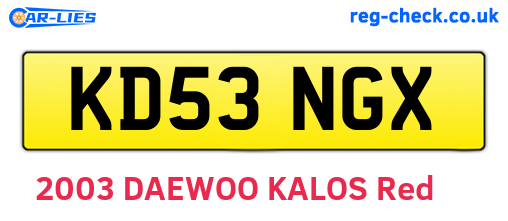 KD53NGX are the vehicle registration plates.