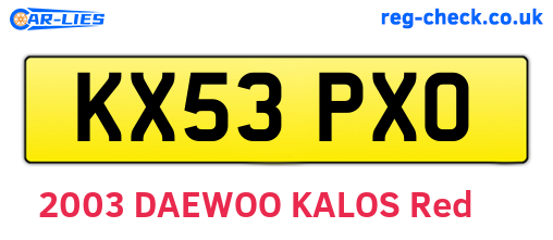 KX53PXO are the vehicle registration plates.
