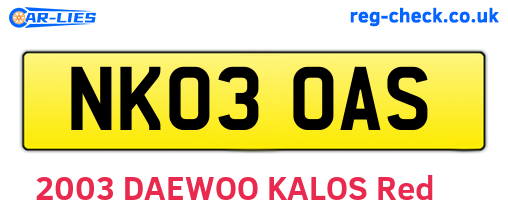 NK03OAS are the vehicle registration plates.