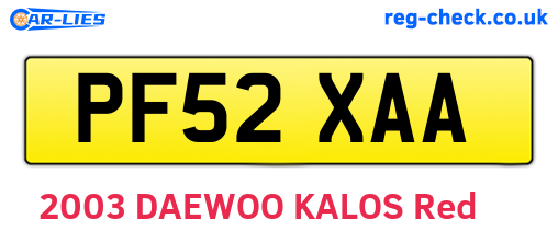 PF52XAA are the vehicle registration plates.