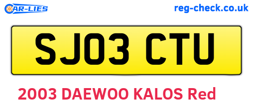 SJ03CTU are the vehicle registration plates.