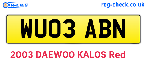 WU03ABN are the vehicle registration plates.