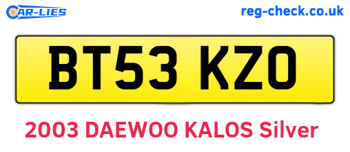 BT53KZO are the vehicle registration plates.