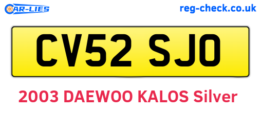 CV52SJO are the vehicle registration plates.