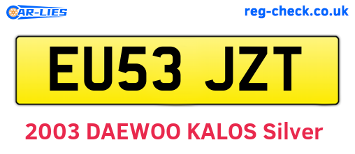 EU53JZT are the vehicle registration plates.