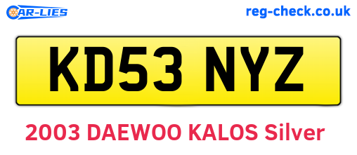 KD53NYZ are the vehicle registration plates.