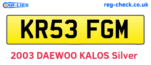 KR53FGM are the vehicle registration plates.
