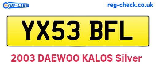 YX53BFL are the vehicle registration plates.