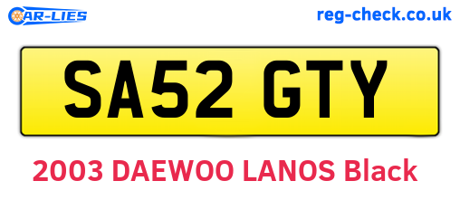 SA52GTY are the vehicle registration plates.