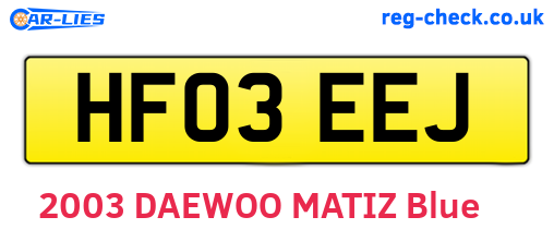 HF03EEJ are the vehicle registration plates.