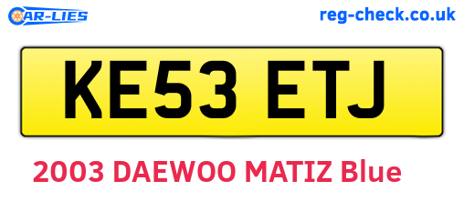 KE53ETJ are the vehicle registration plates.