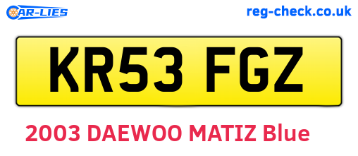 KR53FGZ are the vehicle registration plates.