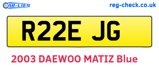 R22EJG are the vehicle registration plates.