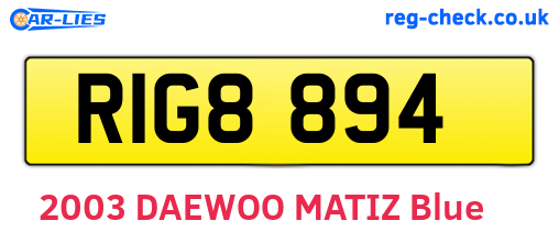 RIG8894 are the vehicle registration plates.