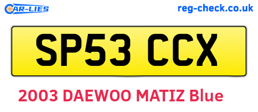 SP53CCX are the vehicle registration plates.