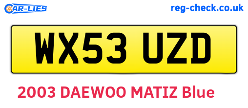 WX53UZD are the vehicle registration plates.