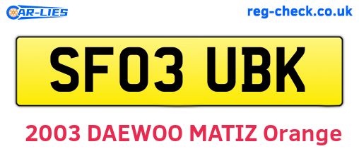 SF03UBK are the vehicle registration plates.