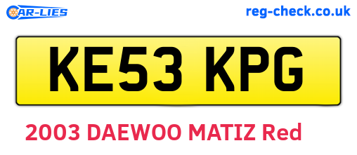 KE53KPG are the vehicle registration plates.