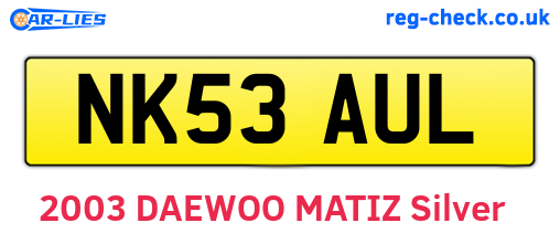 NK53AUL are the vehicle registration plates.