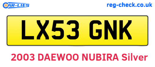 LX53GNK are the vehicle registration plates.