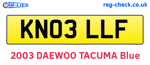KN03LLF are the vehicle registration plates.