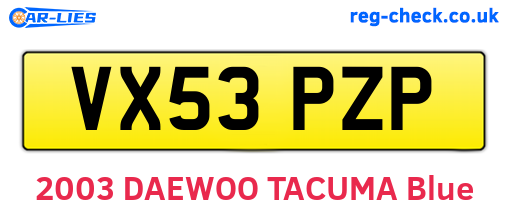 VX53PZP are the vehicle registration plates.