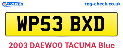 WP53BXD are the vehicle registration plates.