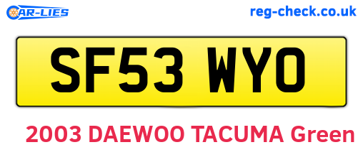 SF53WYO are the vehicle registration plates.