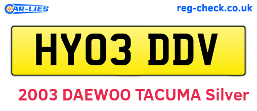 HY03DDV are the vehicle registration plates.