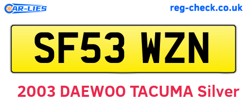 SF53WZN are the vehicle registration plates.