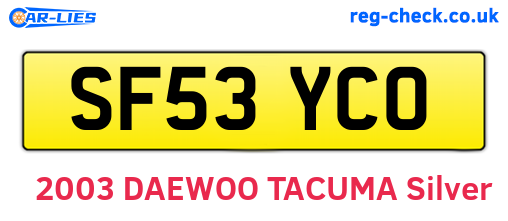 SF53YCO are the vehicle registration plates.