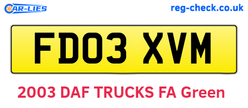 FD03XVM are the vehicle registration plates.