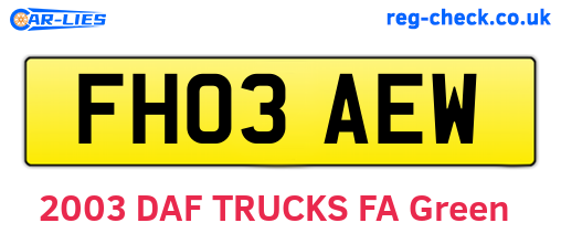 FH03AEW are the vehicle registration plates.