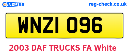 WNZ1096 are the vehicle registration plates.