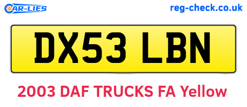 DX53LBN are the vehicle registration plates.