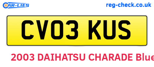 CV03KUS are the vehicle registration plates.