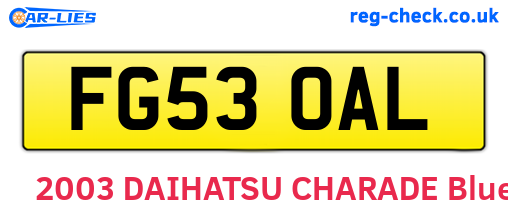FG53OAL are the vehicle registration plates.
