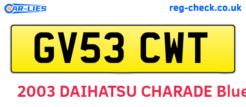 GV53CWT are the vehicle registration plates.