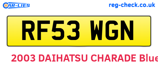 RF53WGN are the vehicle registration plates.